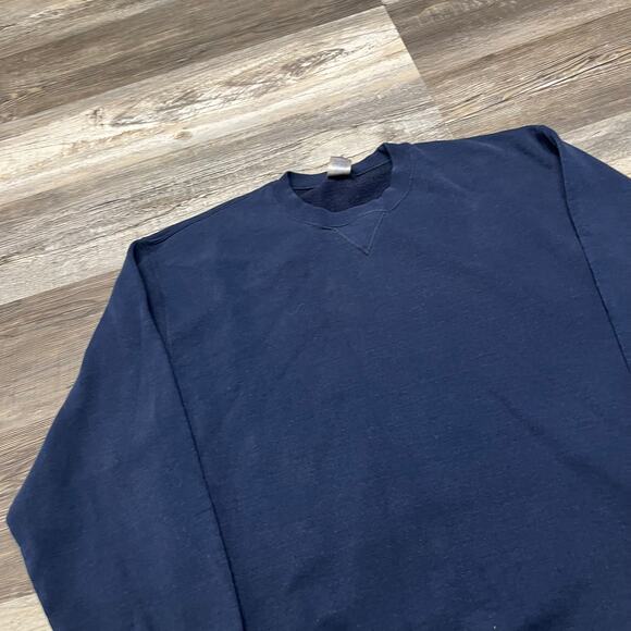 Vintage Y2k Russell Athletic Blue Men Medium Dri Power Blank Pullover Sweatshirt - Picture 1 of 8